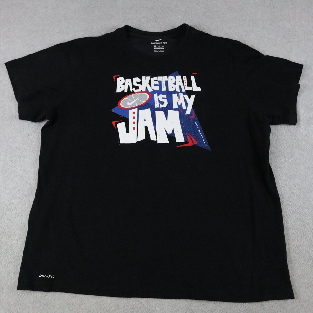 Nike T-Shirt Mens‎ 2XL XXL Dri-Fit Tee Black Short Sleeve Basketball Is My Jam